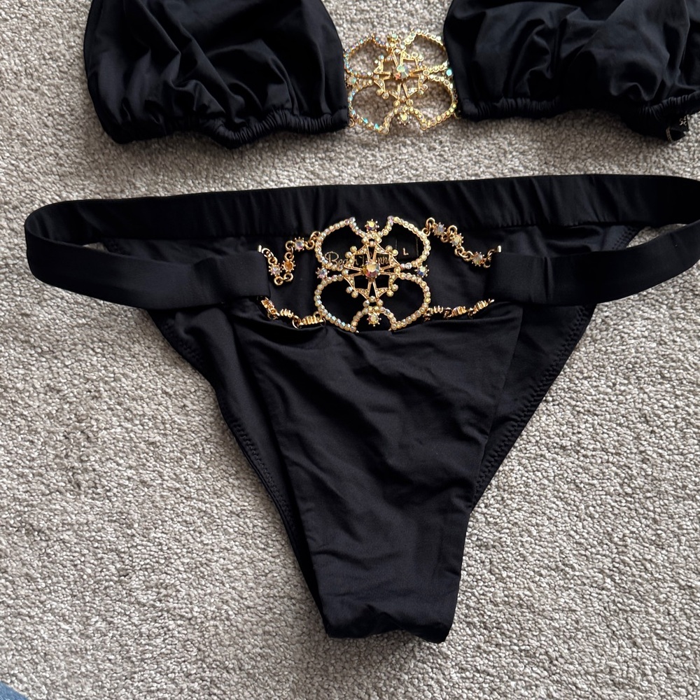 Beach Bunny Black Bikini with Gold Details - Picture 2 of 9